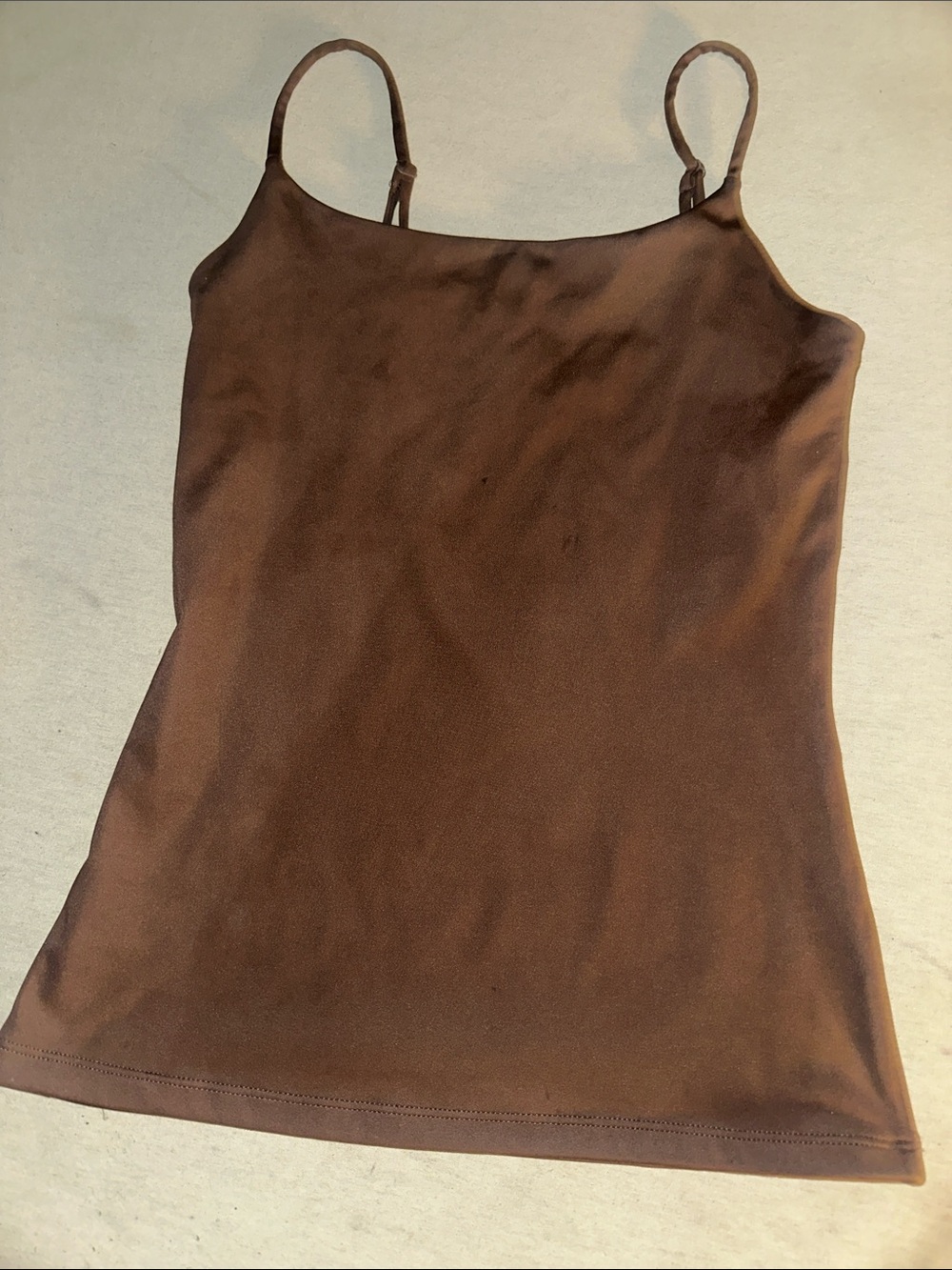 Womens Size XS Nine West Brown Satin Cami Tank Top - Classic Spaghetti Strap